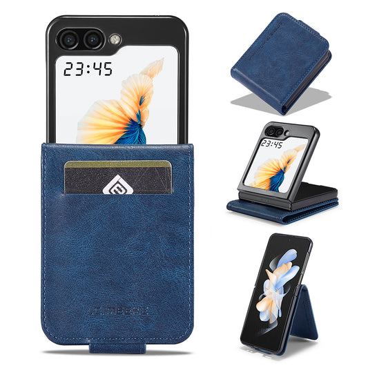 LC.IMEEKE For Samsung Galaxy Z Flip6 5G Phone Case RFID Blocking Card Slot PU Leather Cover - Blue