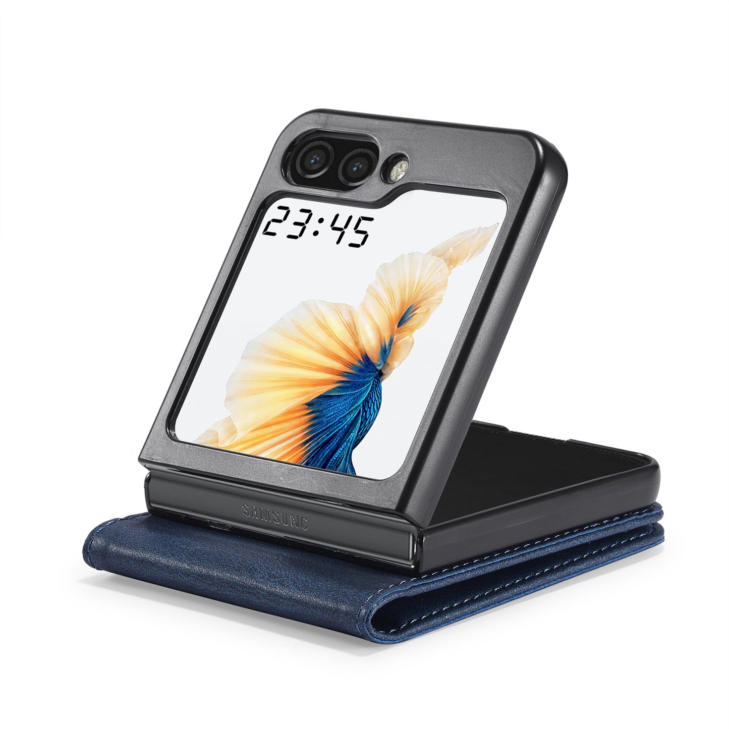 LC.IMEEKE For Samsung Galaxy Z Flip6 5G Phone Case RFID Blocking Card Slot PU Leather Cover - Blue