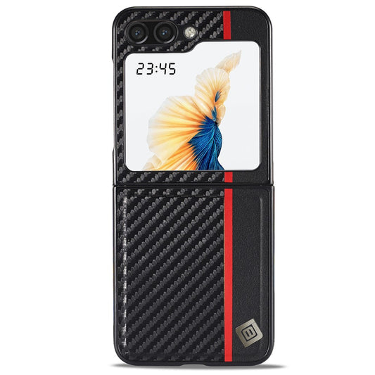 LC.IMEEKE For Samsung Galaxy Z Flip7 FE 5G / Z Flip6 5G Case Leather+EVA Carbon Fiber Textured Phone Cover