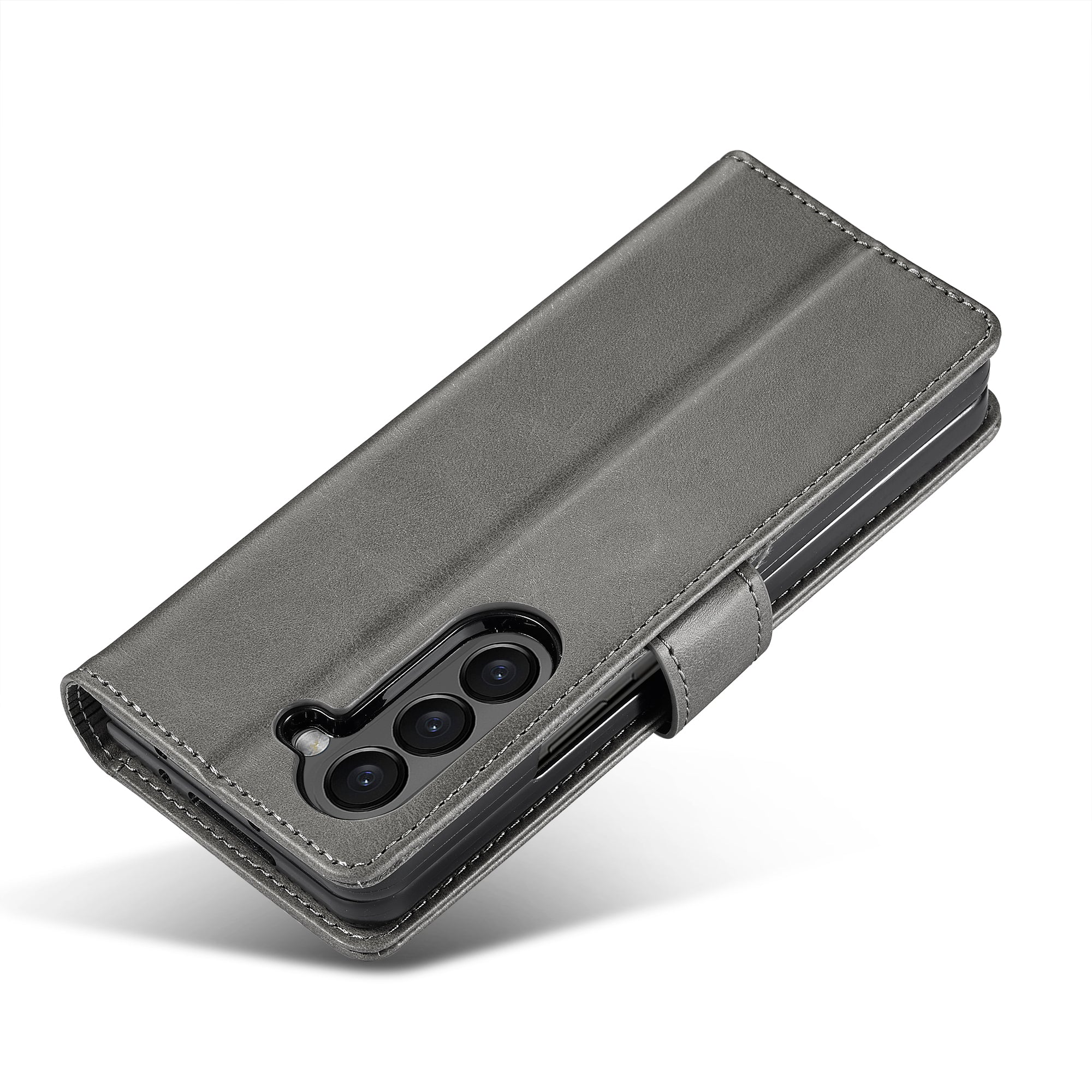 LC.IMEEKE For Samsung Galaxy Z Fold6 5G Case Calf Texture Magnetic Clasp Stand Phone Cover - Grey