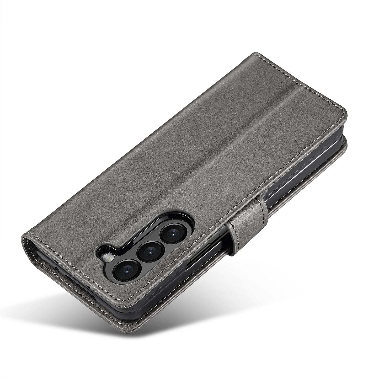 LC.IMEEKE For Samsung Galaxy Z Fold6 5G Case Calf Texture Magnetic Clasp Stand Phone Cover - Grey