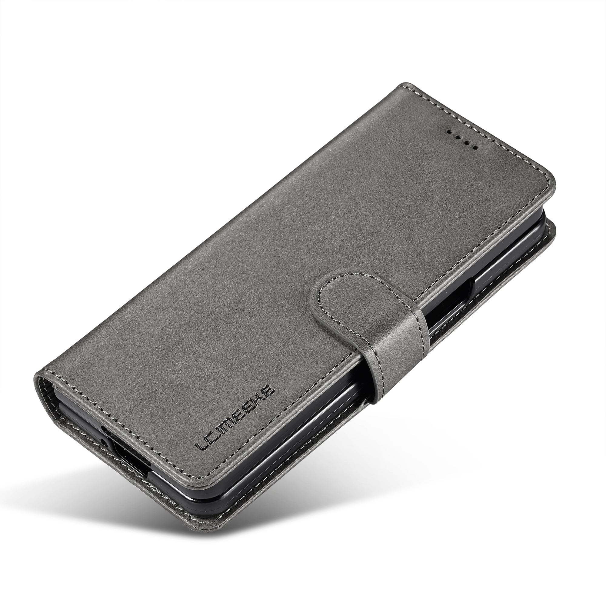 LC.IMEEKE For Samsung Galaxy Z Fold6 5G Case Calf Texture Magnetic Clasp Stand Phone Cover - Grey