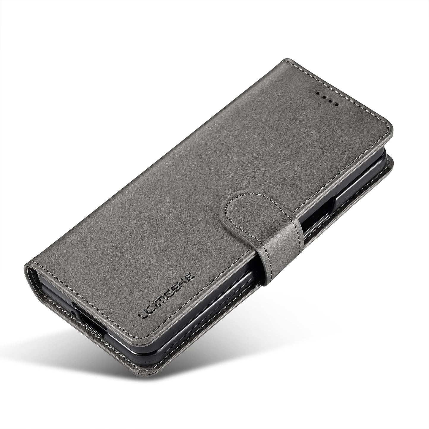 LC.IMEEKE For Samsung Galaxy Z Fold6 5G Case Calf Texture Magnetic Clasp Stand Phone Cover - Grey