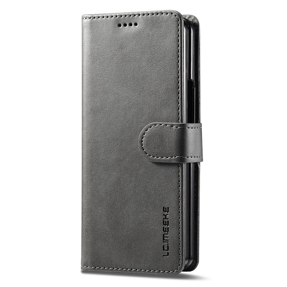 LC.IMEEKE For Samsung Galaxy Z Fold6 5G Case Calf Texture Magnetic Clasp Stand Phone Cover - Grey