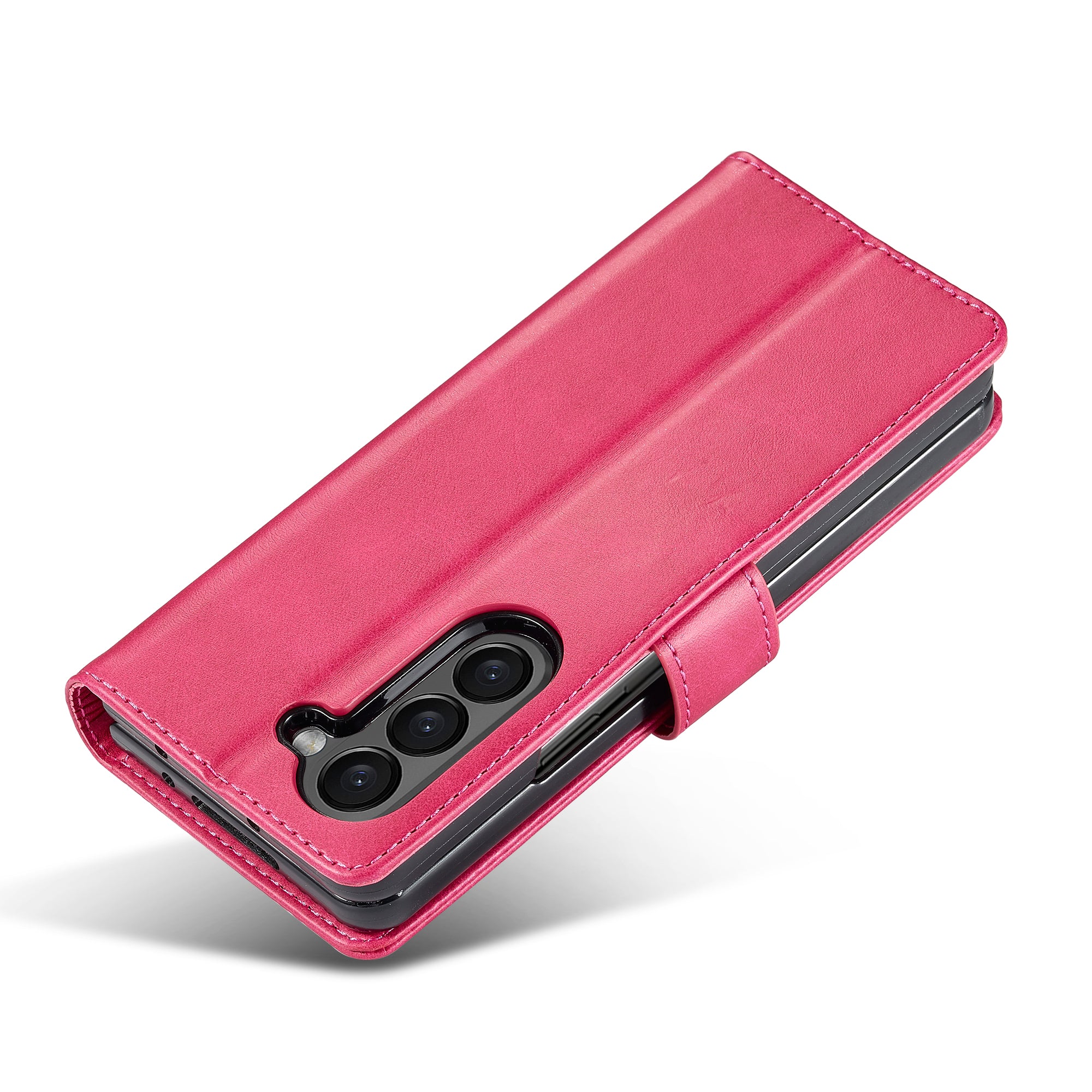 LC.IMEEKE For Samsung Galaxy Z Fold6 5G Case Calf Texture Magnetic Clasp Stand Phone Cover - Rose