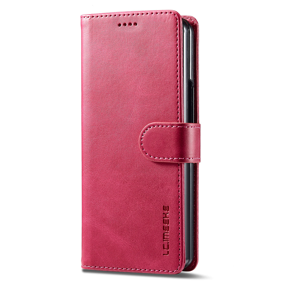 LC.IMEEKE For Samsung Galaxy Z Fold6 5G Case Calf Texture Magnetic Clasp Stand Phone Cover - Rose