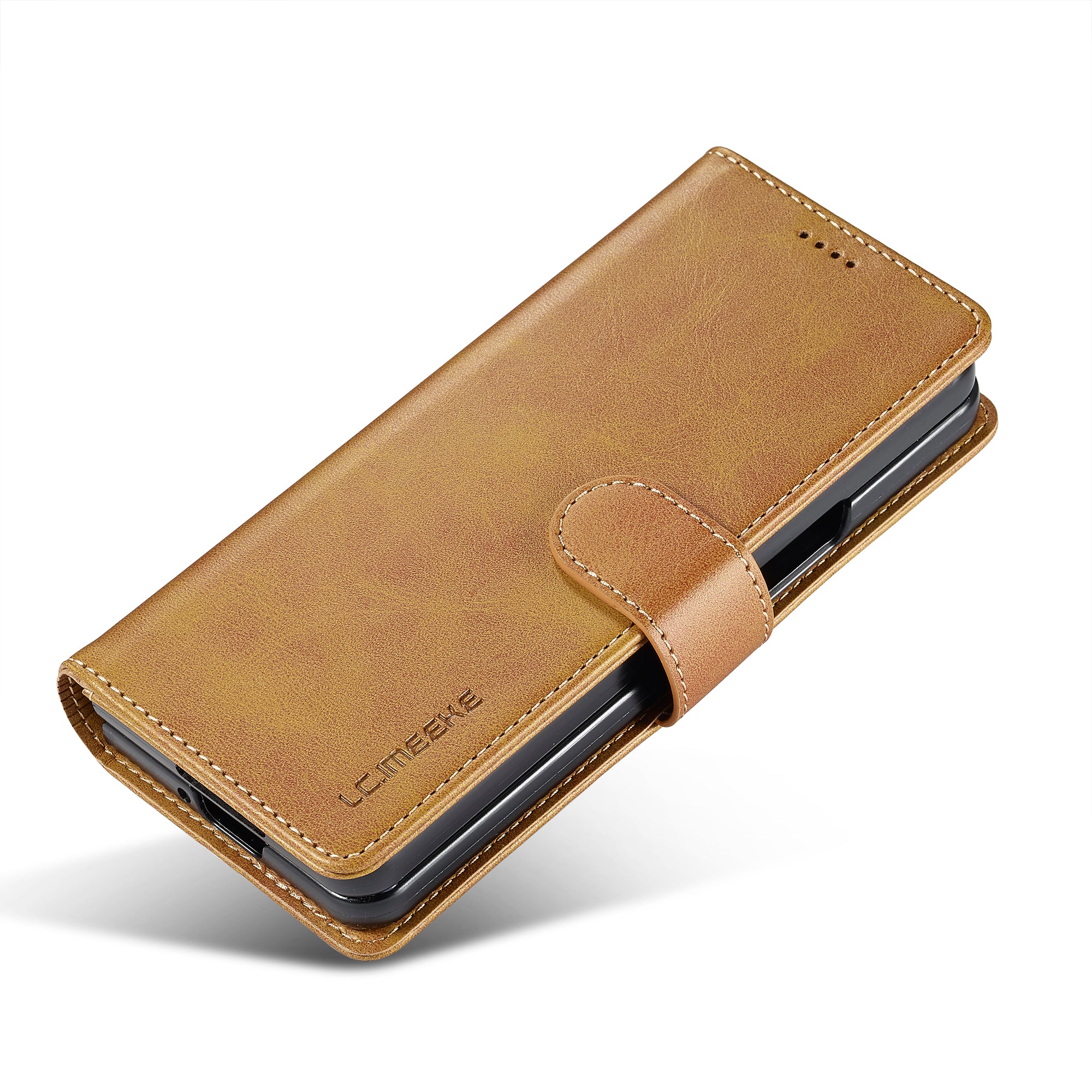 LC.IMEEKE For Samsung Galaxy Z Fold6 5G Case Calf Texture Magnetic Clasp Stand Phone Cover - Yellow