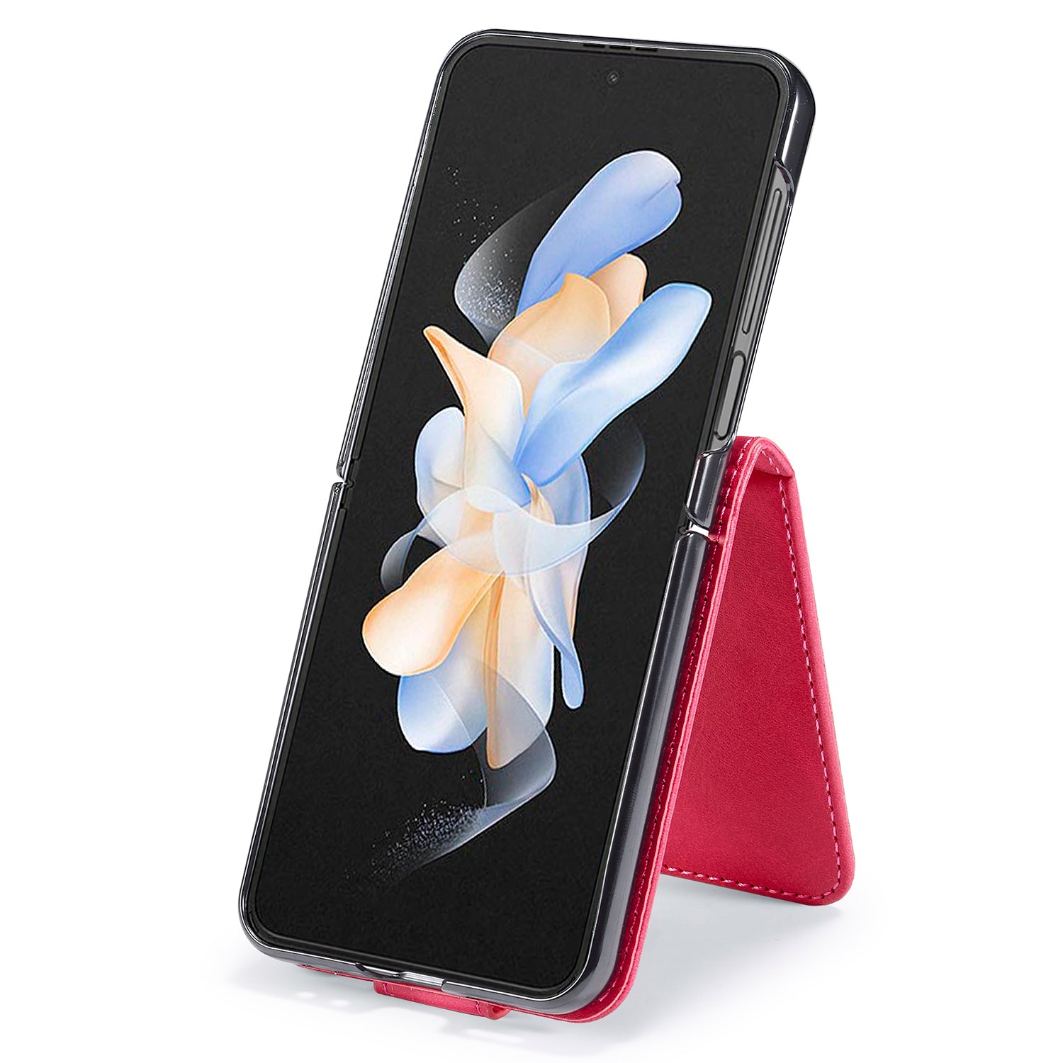 LC.IMEEKE For Samsung Galaxy Z Flip6 5G Case Scratch-resistant Leather+PC Calf Texture Stand Phone Cover - Rose
