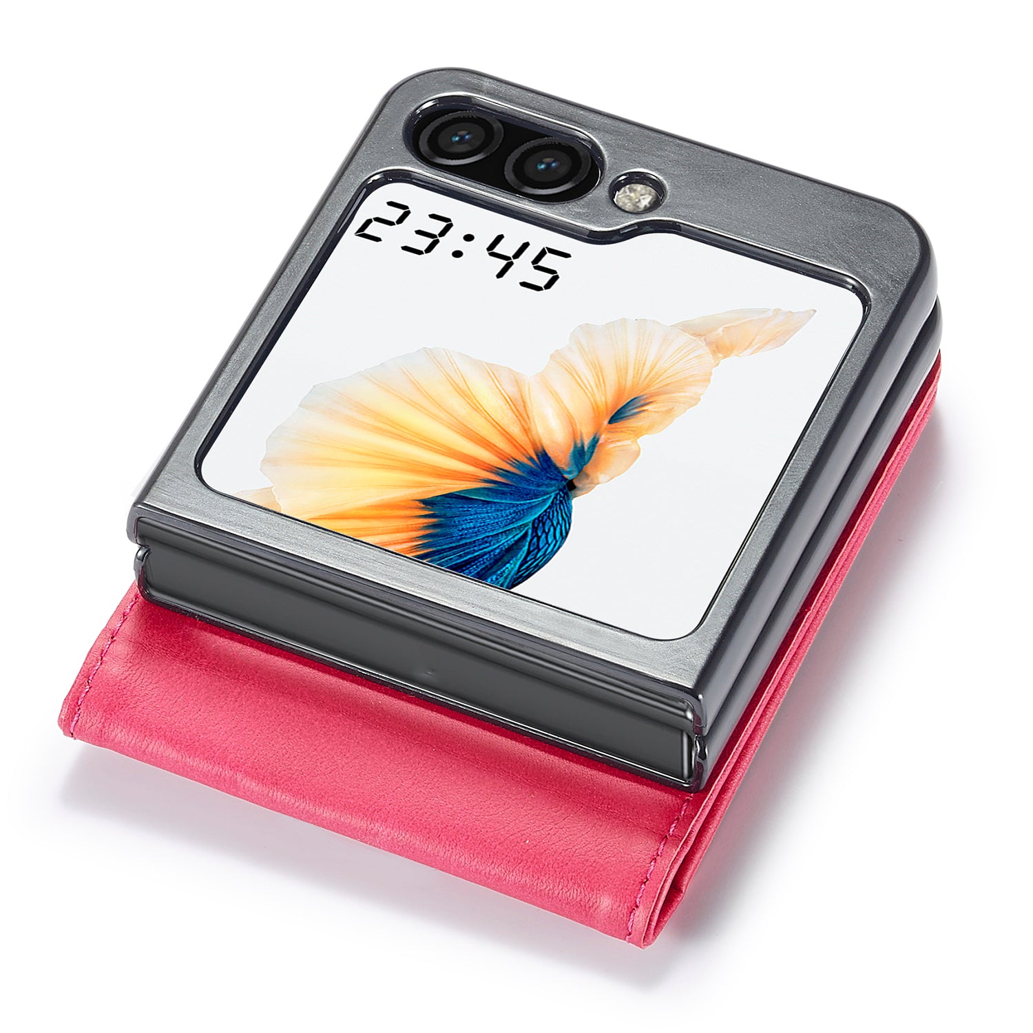 LC.IMEEKE For Samsung Galaxy Z Flip6 5G Case Scratch-resistant Leather+PC Calf Texture Stand Phone Cover - Rose