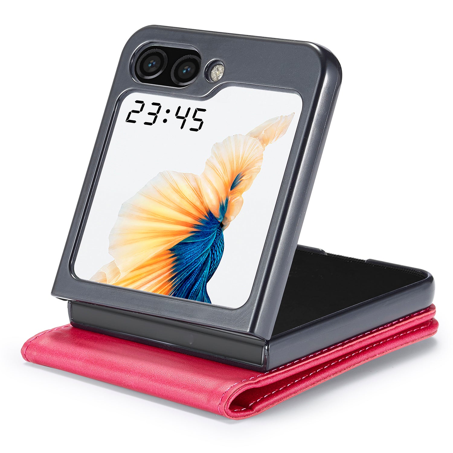 LC.IMEEKE For Samsung Galaxy Z Flip6 5G Case Scratch-resistant Leather+PC Calf Texture Stand Phone Cover - Rose