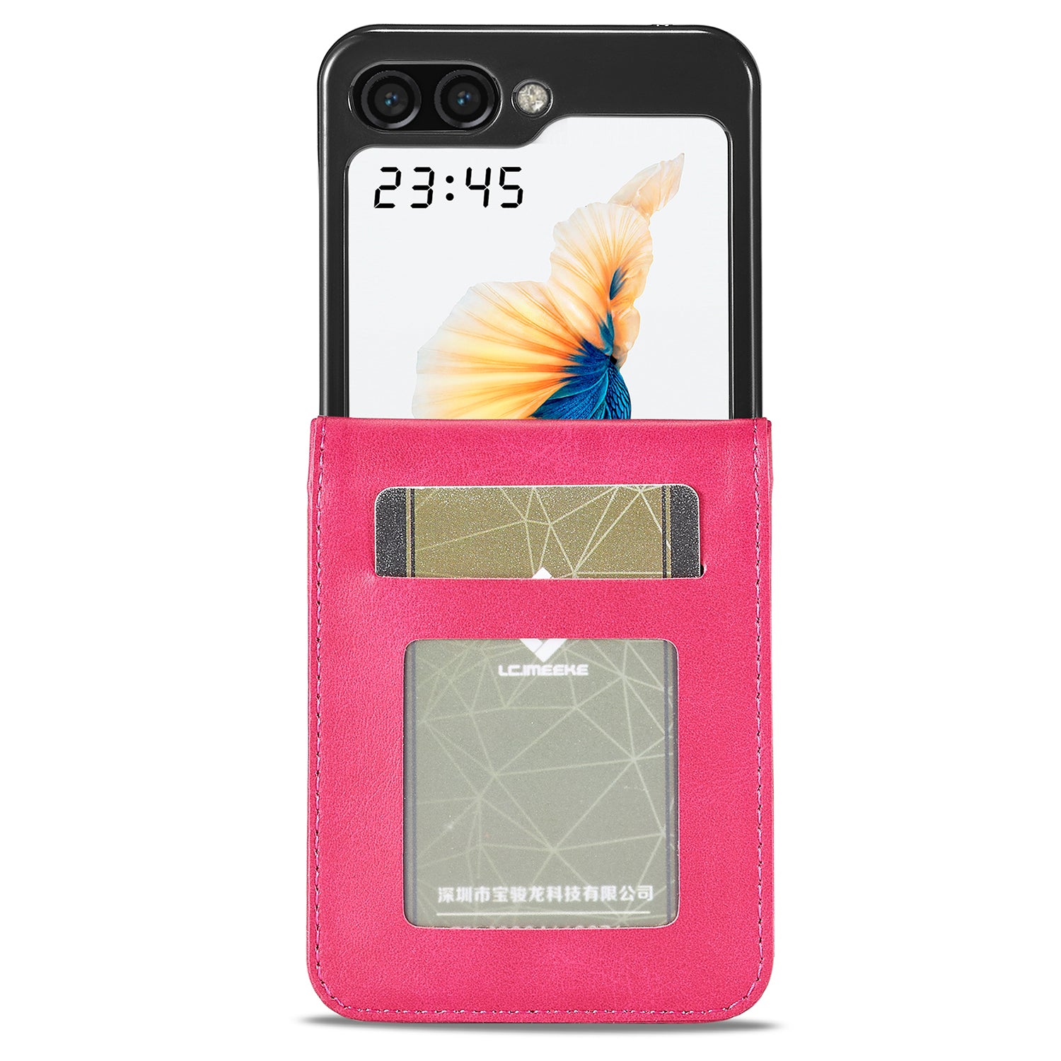 LC.IMEEKE For Samsung Galaxy Z Flip6 5G Case Scratch-resistant Leather+PC Calf Texture Stand Phone Cover - Rose
