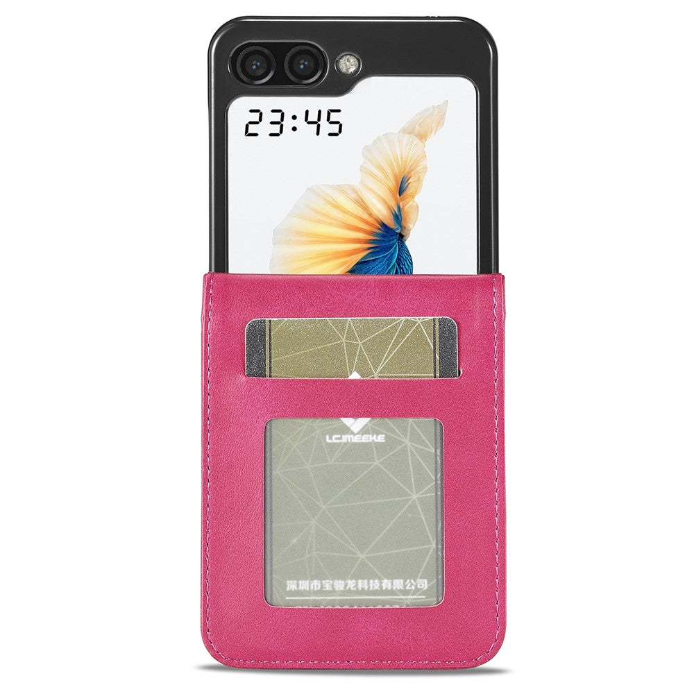 LC.IMEEKE For Samsung Galaxy Z Flip7 FE 5G / Z Flip6 5G Case Scratch-resistant Leather+PC Calf Texture Stand Phone Cover - Rose
