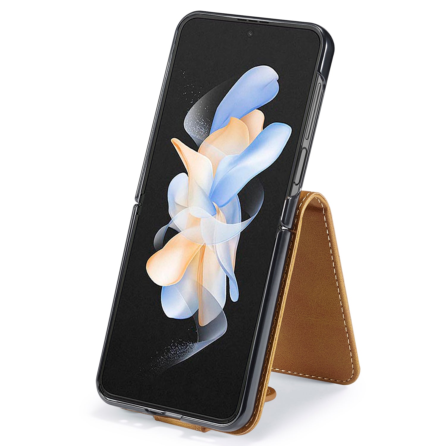 LC.IMEEKE For Samsung Galaxy Z Flip6 5G Case Scratch-resistant Leather+PC Calf Texture Stand Phone Cover - Yellow