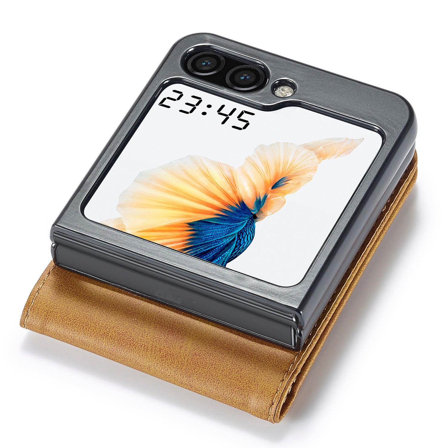 LC.IMEEKE For Samsung Galaxy Z Flip6 5G Case Scratch-resistant Leather+PC Calf Texture Stand Phone Cover - Yellow