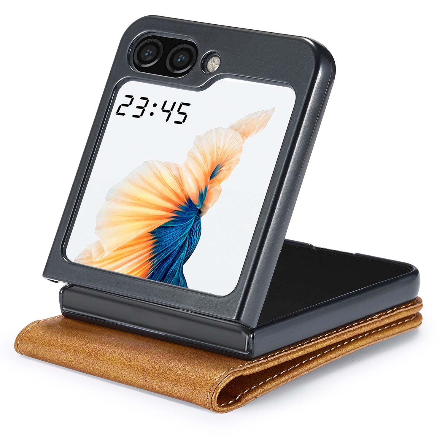 LC.IMEEKE For Samsung Galaxy Z Flip6 5G Case Scratch-resistant Leather+PC Calf Texture Stand Phone Cover - Yellow