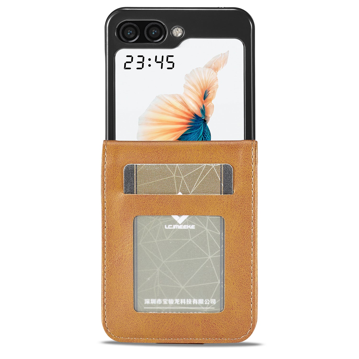 LC.IMEEKE For Samsung Galaxy Z Flip6 5G Case Scratch-resistant Leather+PC Calf Texture Stand Phone Cover - Yellow