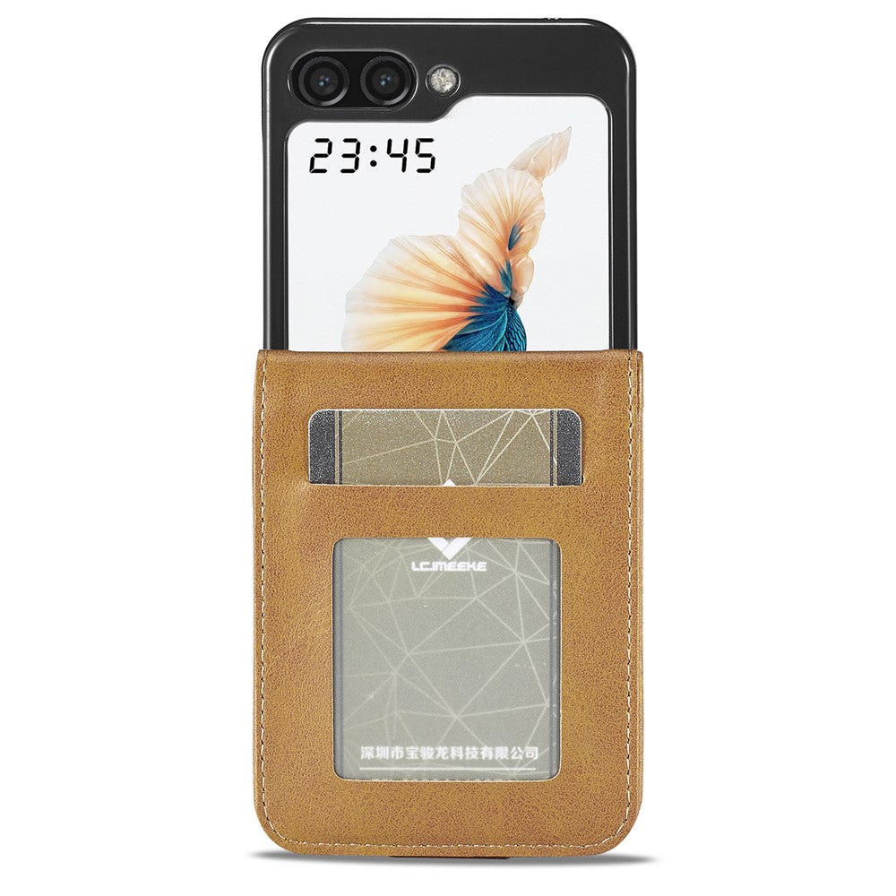 LC.IMEEKE For Samsung Galaxy Z Flip7 FE 5G / Z Flip6 5G Case Scratch-resistant Leather+PC Calf Texture Stand Phone Cover - Yellow