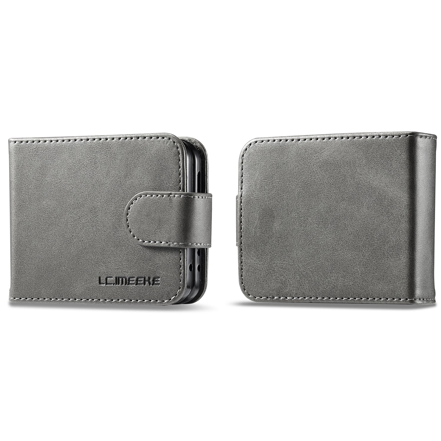 LC.IMEEKE For Samsung Galaxy Z Flip6 5G Case Scratch-resistant Leather+PC Calf Texture Stand Phone Cover - Grey