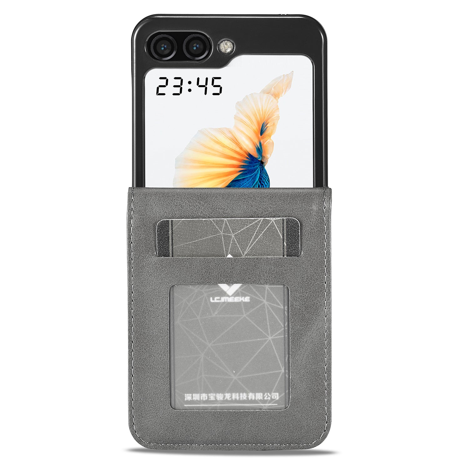 LC.IMEEKE For Samsung Galaxy Z Flip6 5G Case Scratch-resistant Leather+PC Calf Texture Stand Phone Cover - Grey