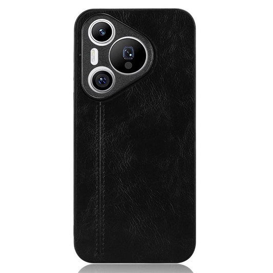 For Huawei Pura 70 Case PU+PC+TPU Phone Back Cover Stitching Line Design - Black