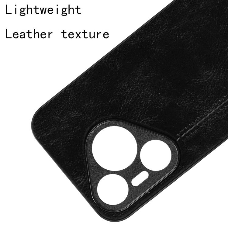 For Huawei Pura 70 Case PU+PC+TPU Phone Back Cover Stitching Line Design - Black