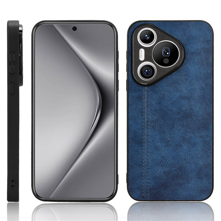 For Huawei Pura 70 Case PU+PC+TPU Phone Back Cover Stitching Line Design - Blue