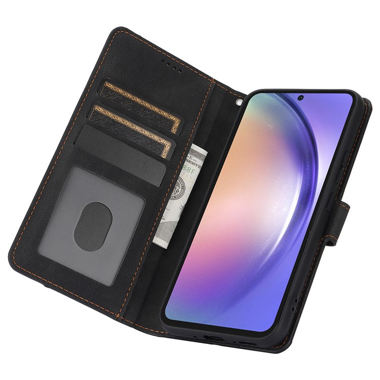 For Samsung Galaxy A05s 4G Wallet Phone Cases Shock Absorbing Leather Flip Cover - Black