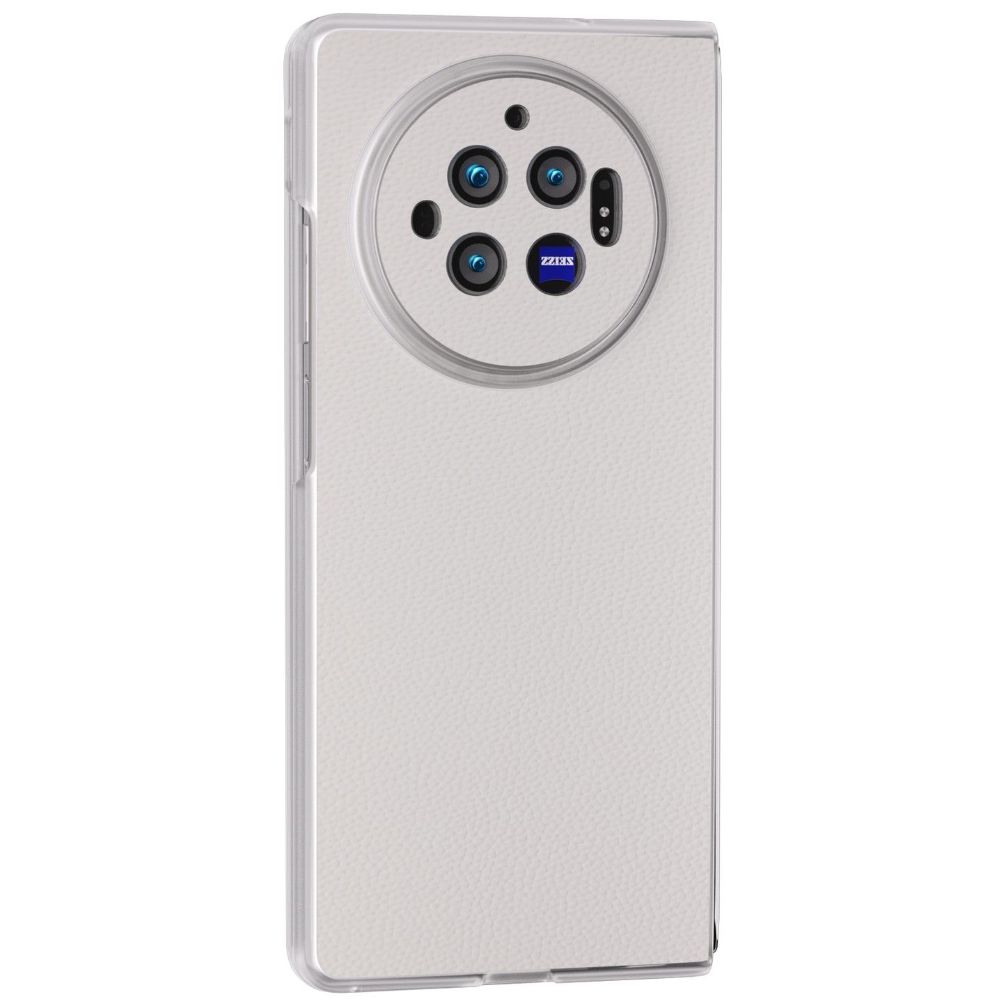 ABEEL For vivo X Fold3 Case Genuine Cow Leather+PC Matte Edge Anti-Drop Back Phone Cover - White
