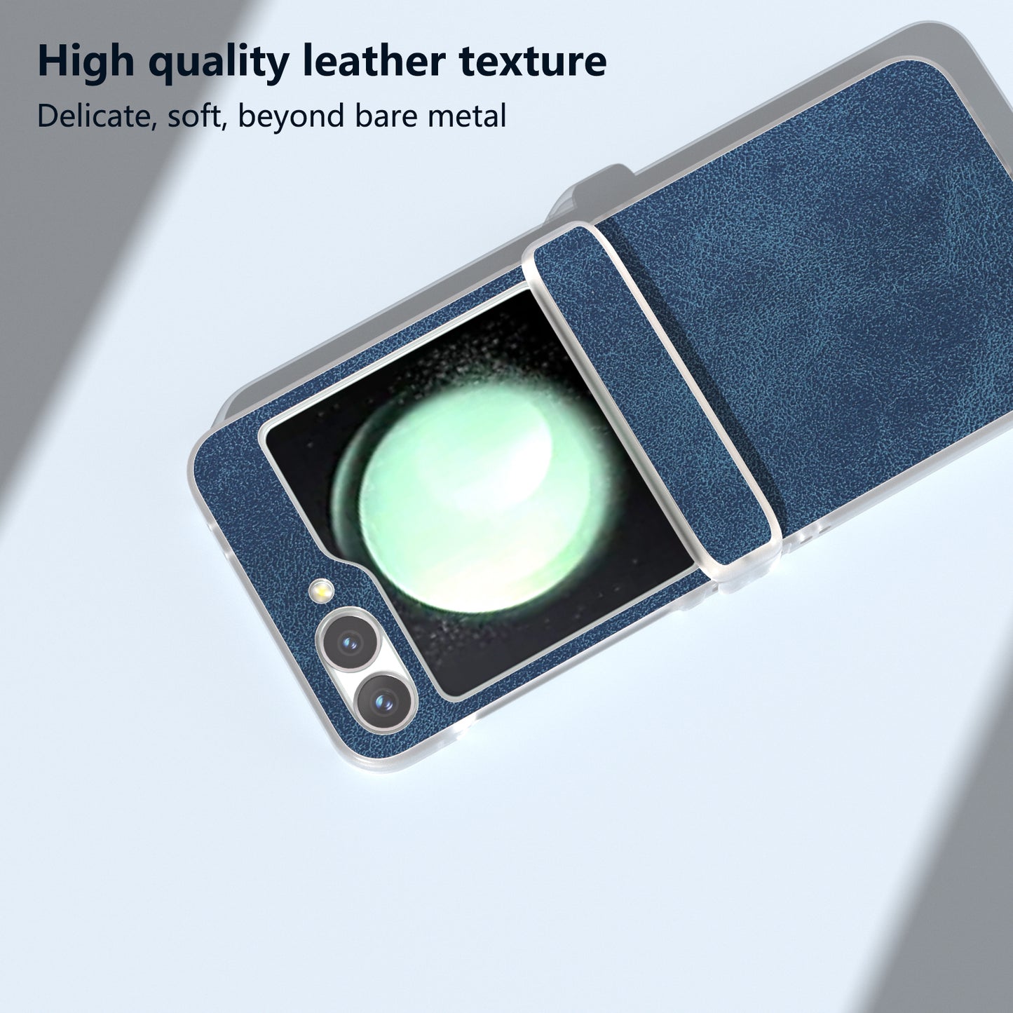 For Samsung Galaxy Z Flip6 5G Case Matte Edge PU Leather Coated PC Hinge Protection Cover - Blue