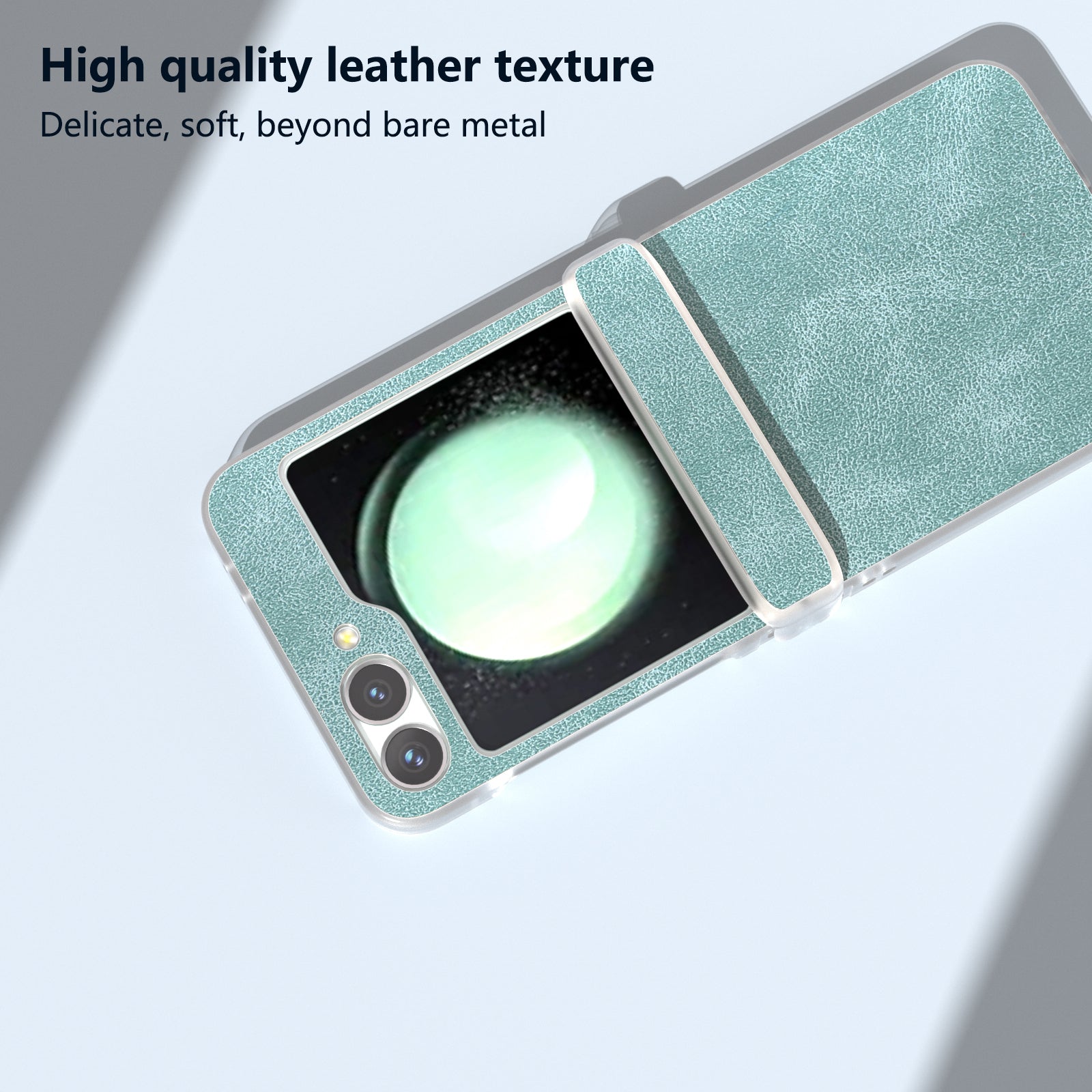 For Samsung Galaxy Z Flip6 5G Case Matte Edge PU Leather Coated PC Hinge Protection Cover - Baby Blue
