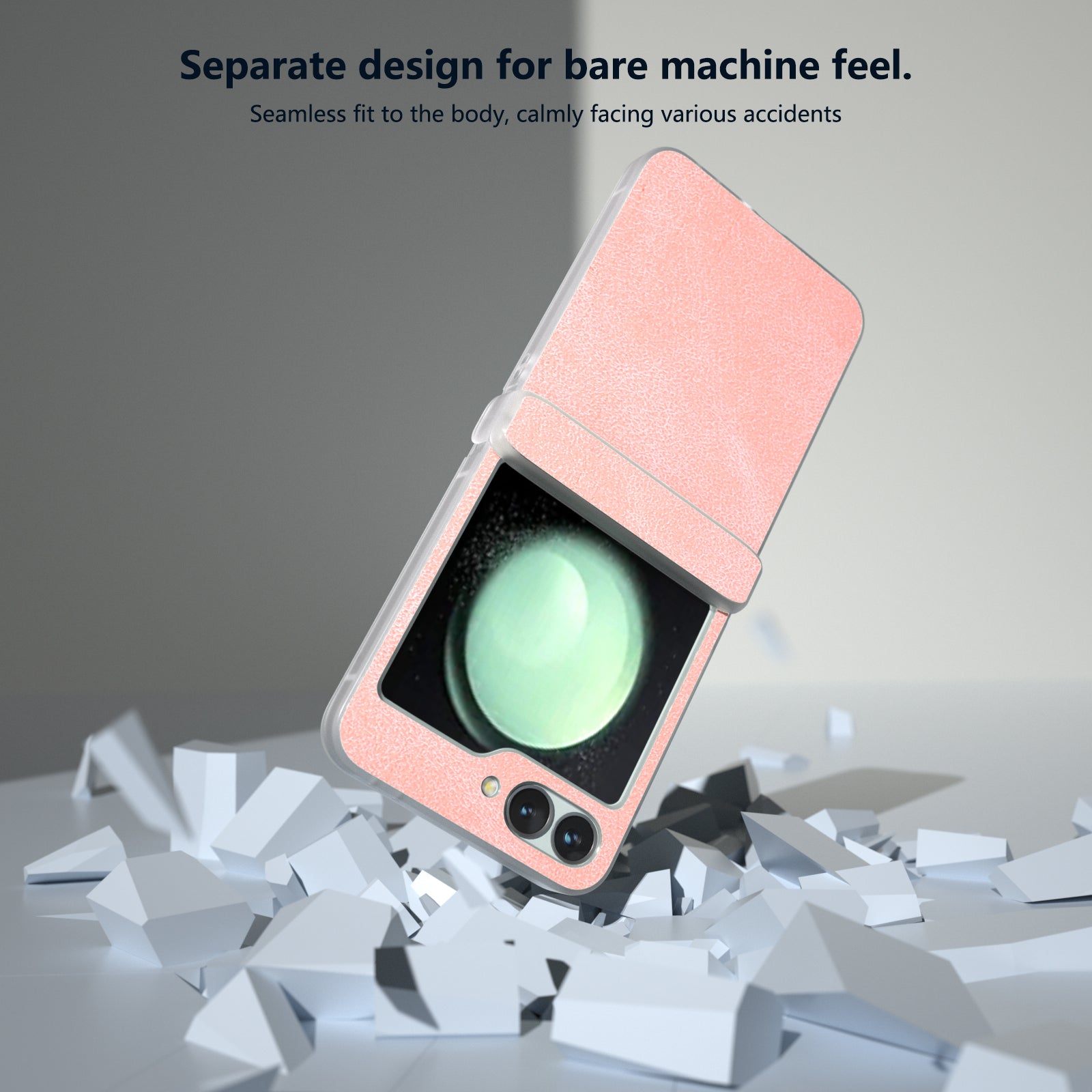 For Samsung Galaxy Z Flip6 5G Case Matte Edge PU Leather Coated PC Hinge Protection Cover - Pink