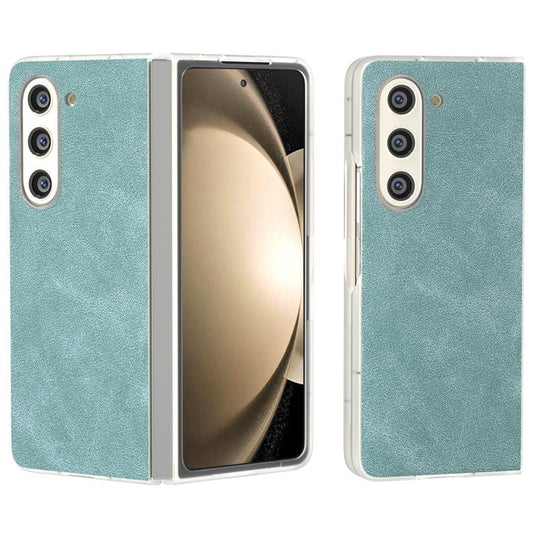 For Samsung Galaxy Z Fold 5G Case PU Leather+PC Matte Edge Anti-Fingerprint Back Phone Cover - Baby Blue