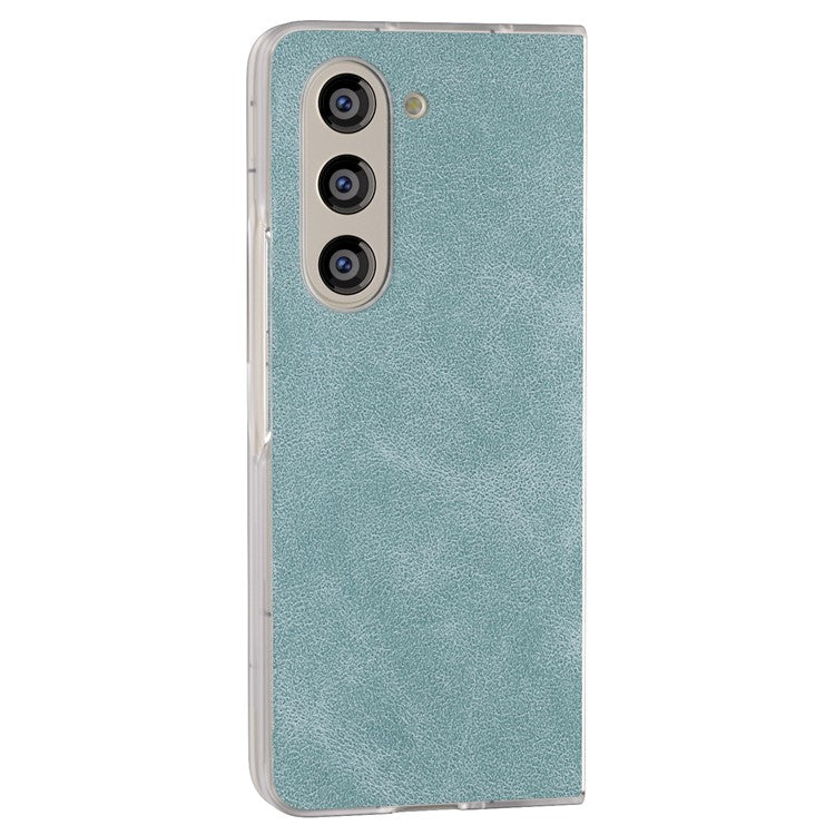 For Samsung Galaxy Z Fold 5G Case PU Leather+PC Matte Edge Anti-Fingerprint Back Phone Cover - Baby Blue