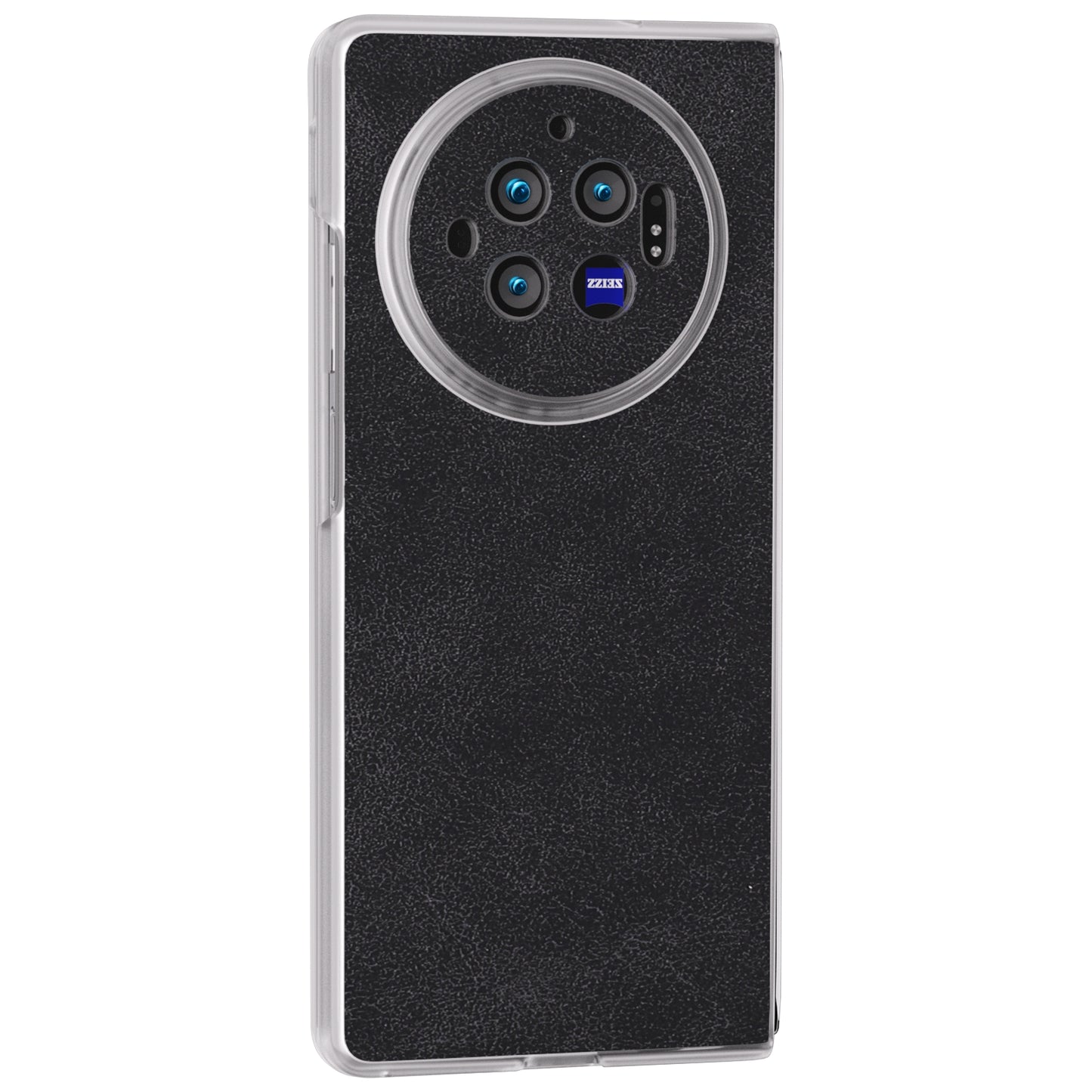 For vivo X Fold3 Case PU Leather Coated PC Matte Edge Anti-Fingerprint Phone Cover - Black