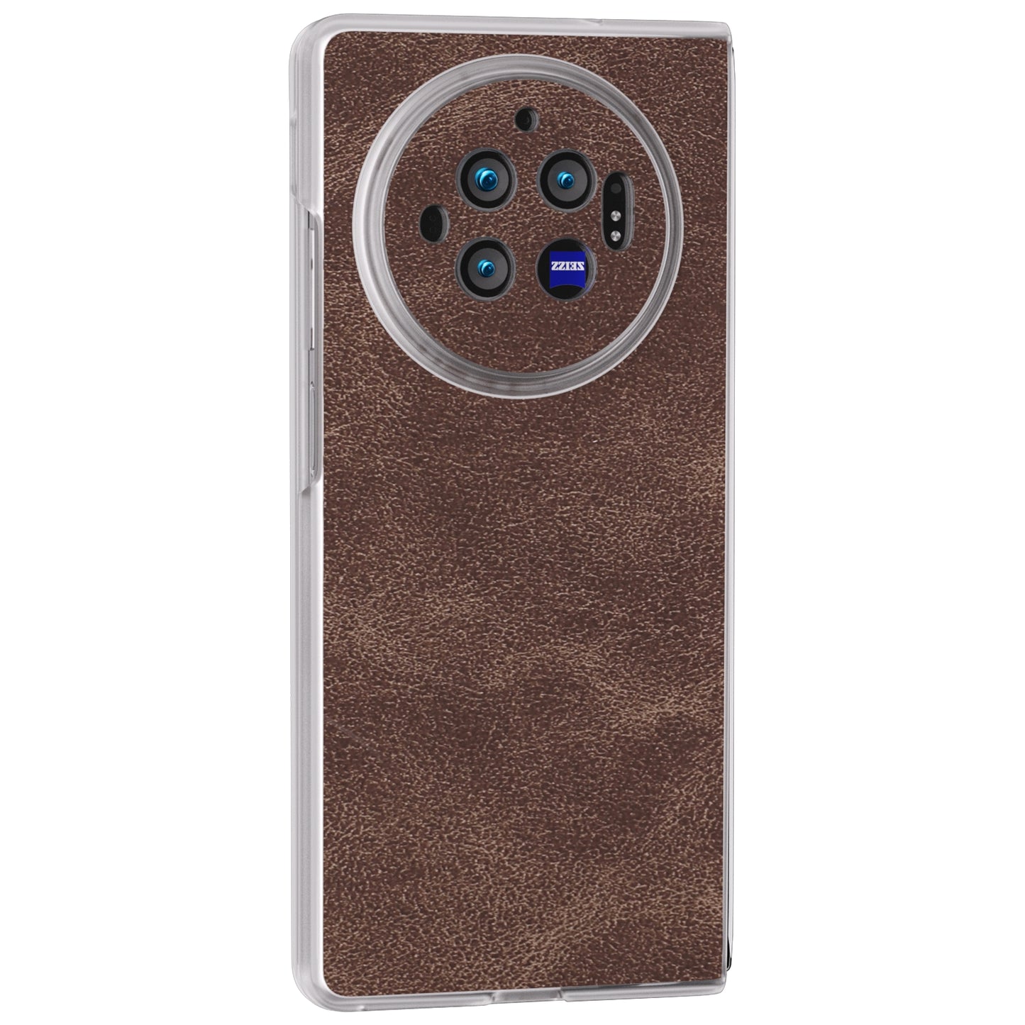 For vivo X Fold3 Case PU Leather Coated PC Matte Edge Anti-Fingerprint Phone Cover - Coffee