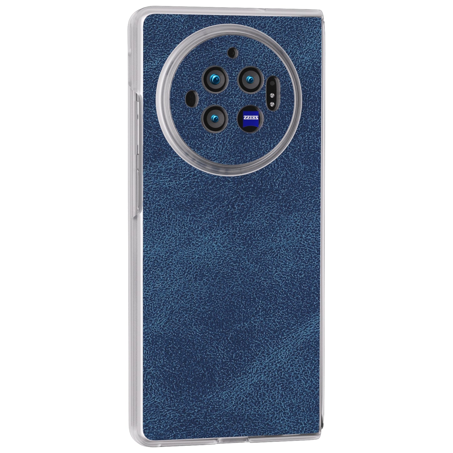 For vivo X Fold3 Case PU Leather Coated PC Matte Edge Anti-Fingerprint Phone Cover - Blue