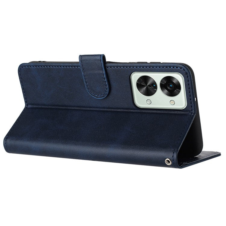 For OnePlus Nord 2T 5G Case PU Leather Stand Wallet Smartphone Cover with Strap - Sapphire