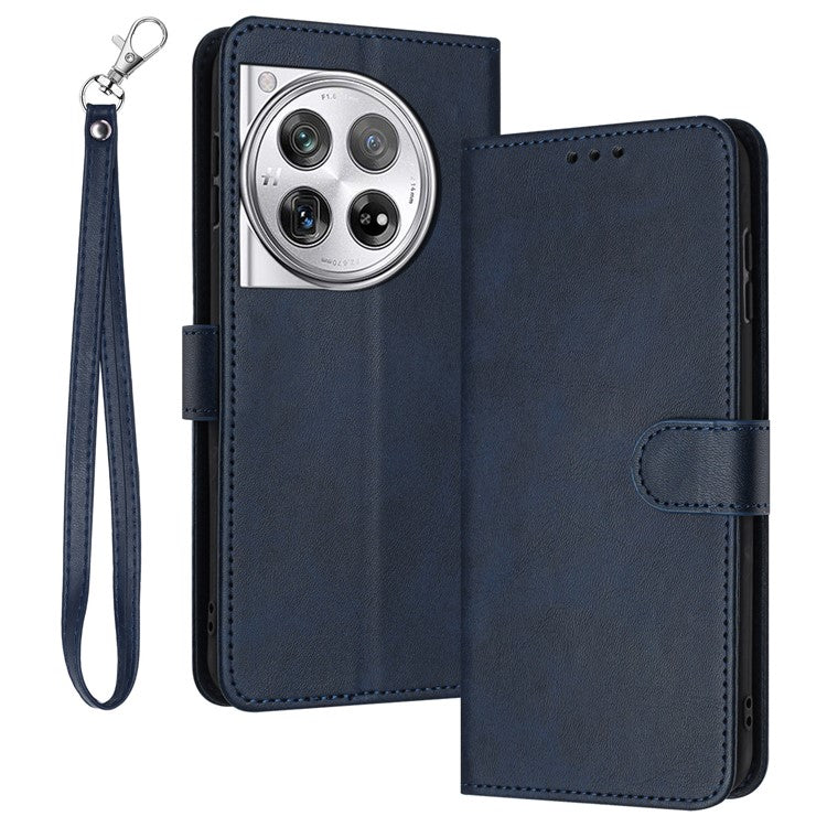 For OnePlus 12 5G Cell Phone Case PU Leather Flip Stand Protective Shell Calf Texture - Sapphire