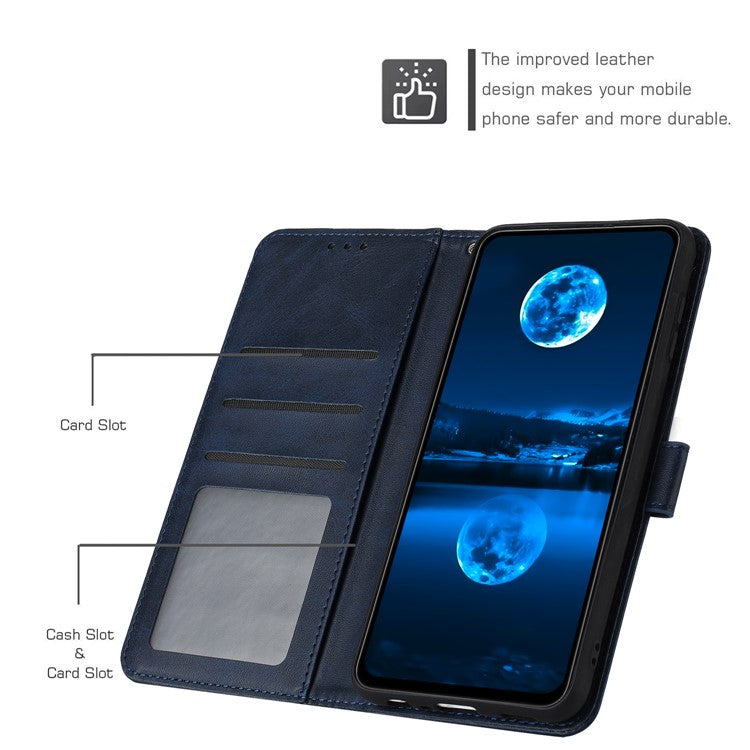 For OnePlus 11 5G Phone Shell Calf Texture PU Leather+TPU Protective Cover with Wrist Strap - Sapphire