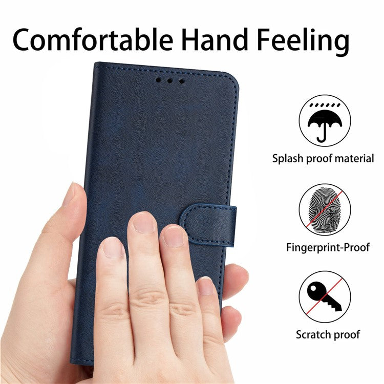 For OnePlus 11 5G Phone Shell Calf Texture PU Leather+TPU Protective Cover with Wrist Strap - Sapphire