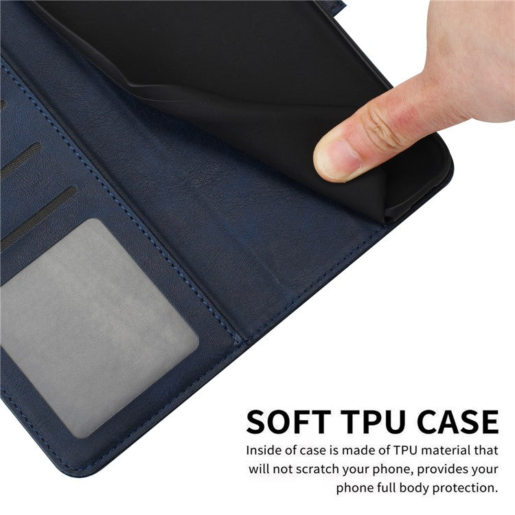 For OnePlus 11 5G Phone Shell Calf Texture PU Leather+TPU Protective Cover with Wrist Strap - Sapphire
