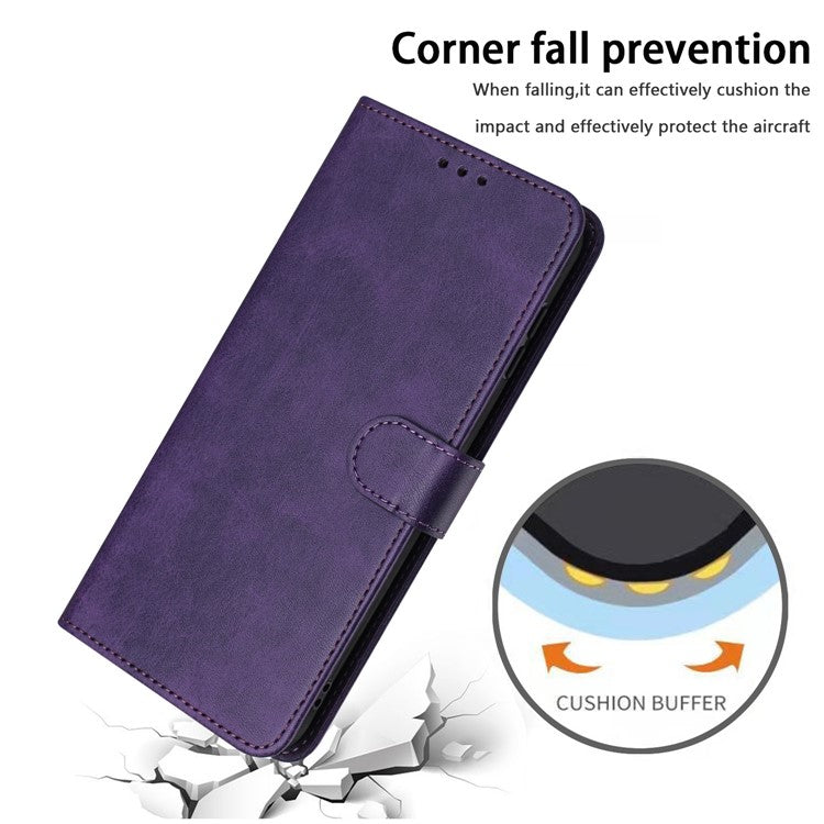 For OnePlus 11 5G Phone Shell Calf Texture PU Leather+TPU Protective Cover with Wrist Strap - Purple