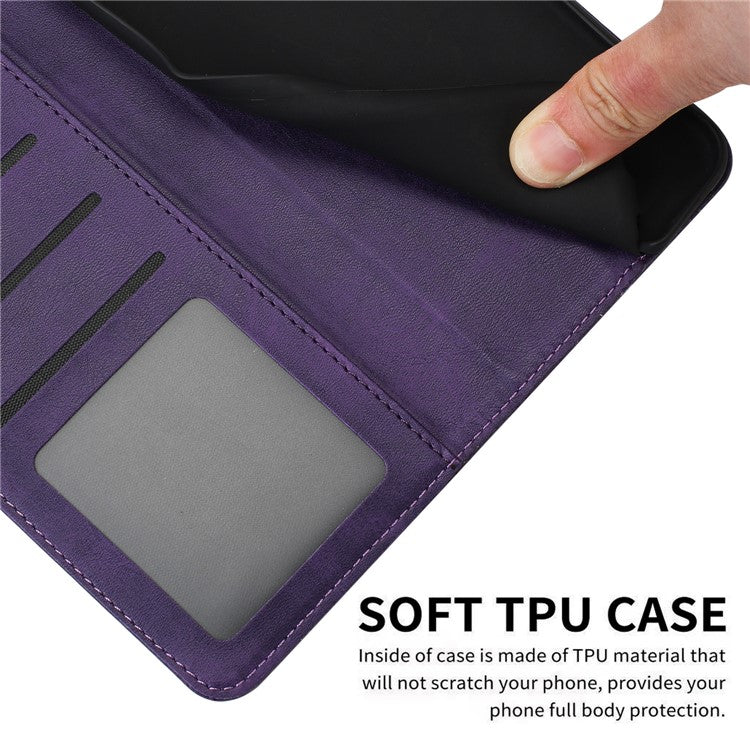 For OnePlus 11 5G Phone Shell Calf Texture PU Leather+TPU Protective Cover with Wrist Strap - Purple