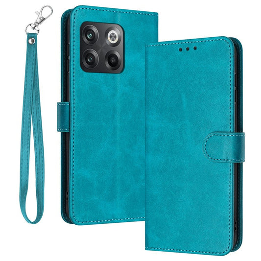 For Oneplus Ace Pro 5G / 10T 5G Case Pure Color Calf Texture Phone Back Cover with Strap - Green
