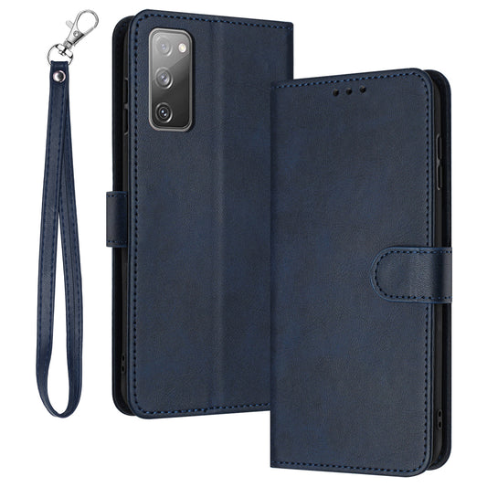For Samsung Galaxy S20 FE / S20 FE 5G / S20 FE 2022 / S20 Lite Calf Texture Phone Stand Cover Mobile Accessories Wholesale - Sapphire