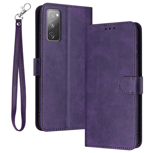 For Samsung Galaxy S20 FE / S20 FE 5G / S20 FE 2022 / S20 Lite Calf Texture Phone Stand Cover Mobile Accessories Wholesale - Purple