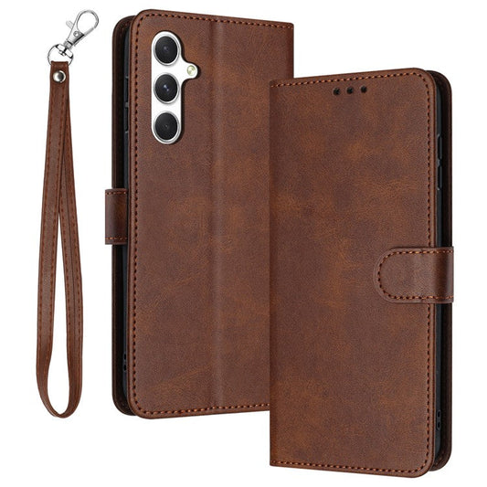For Samsung Galaxy M54 5G Phone Shell Wallet PU Leather Stand Case Mobile Accessories Supplier - Brown