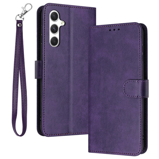 For Samsung Galaxy M54 5G Phone Shell Wallet PU Leather Stand Case Mobile Accessories Supplier - Purple