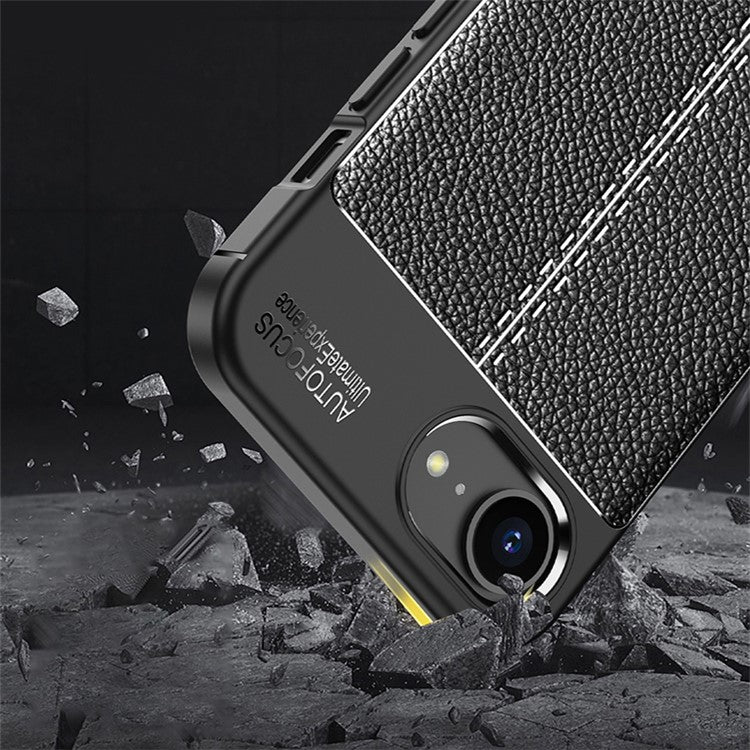 For iPhone 16e Cell Phone Case Litchi Texture TPU Back Cover - Blue