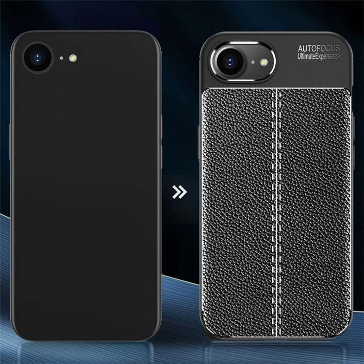 For iPhone 16e Cell Phone Case Litchi Texture TPU Back Cover - Blue